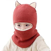 HZTG Toddlers Girls Boys Winter Scarf Shawl Hat Warm Knit Cute Face Cover Balaclava (Claret)