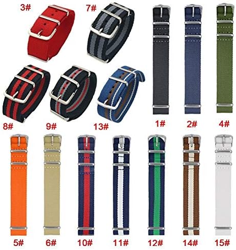 CRD PRODUCTS 15 Color Heavy Duty Nylon Watchband NATO ZULU Strap 18mm 20mm 22mm Striped Rainbow Canvas Replacement Smart Watch Band