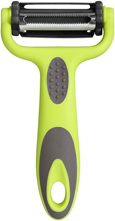 KAJIMMA Vegetable Peeler, 3 in 1 Multifunction Peeler Slicer Rotatable Super Sharp Stainless Steel Blades for Potato All Veggie Fruit