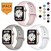 Laffav Compatible with iWatch Band 38mm 40mm for Women Men, Small/Medium, Silicone Sport Replacement Band Compatible with Apple Watch Series 3, Series 4, Series 2, Series 1, White, Pink Sand, Gray