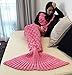 yashidali Wearable Mermaid Tail Blanket Crochet, All Seasons Warm Knitted Bed Blankets Sofa Living Room Quilt for Kids and Adults, Fish-Scales Pattern, 70.9