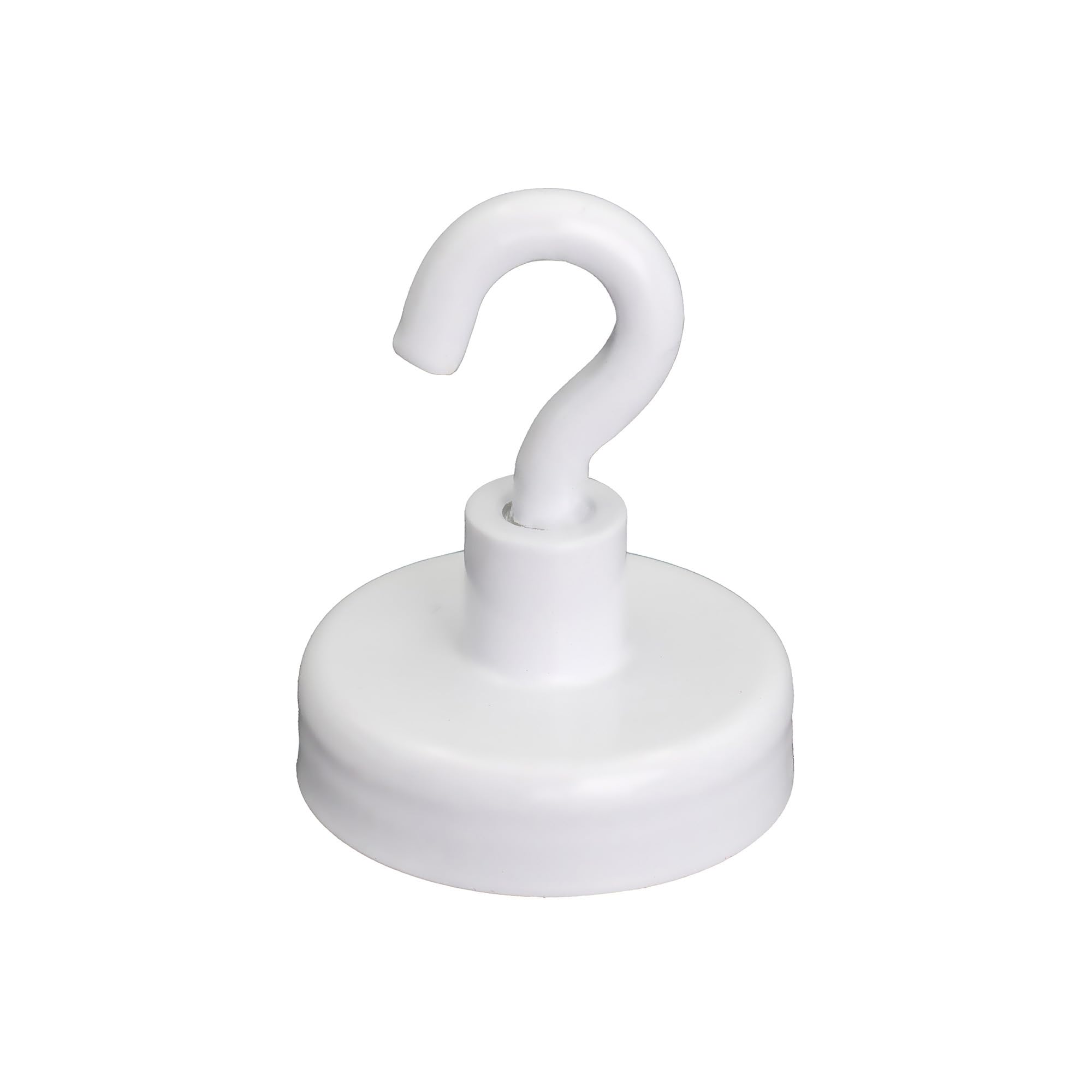 Ferrite White Painted Clamping Magnet with M4 Hook for Fridge, Whiteboard, Noticeboard, Filing Cabinet or Office - 25mm Diameter x 38mm High - 4kg Pull