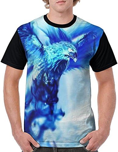 Mens Raglan T-Shirt Cool Blue Eagle Baseball Jersey Casual Tee Tops