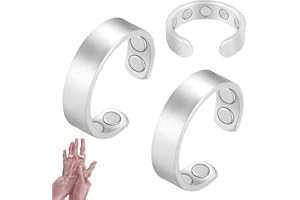 Vicmag 2PCS Magnetic Copper Rings for Women & Men,99.99% Pure Copper Ring with 9X Magnets Gift Adjustable(9X Silver)