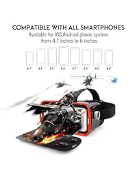 pansonite Realidad Virtual 3d VR anteojos Auriculares con micrófono para juegos y películas en 3d, distancia de Upgraded y ligero con pupila ajustable y objeto para iOS y Android Smartphone
