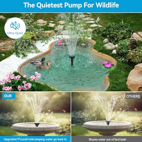 POPOSOAP 8W Solar Fountain with 3600mAh Battery Backup Water Spray Stability, Solar Water Fountain with Dry-Run Protection Water Pump for Small Pond, Bird Bath, Water Feature