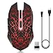VEGCOO C12 Rechargeable Wireless Gaming Mouse Mice Silent Click Cordless Mouse 7 Smart Buttons PC Gaming Mouse Mice Advanced Technology with 2.4GHZ Up to 2400DPI (C12 Red) primary