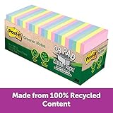 Post-it Greener Notes, Helsinki Colors, Call out Important Information, 3 in. x 3 in, 24 Pads/Pack, 75 Sheets/Pad (654R-24CP-AP)