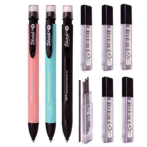 Sketch Flat Lead 1.8 mm Holder Pen Mechanical Pencil for Draft Drawing, Art Sketching/ Calligraphy/Marking (1.8 mm 2B Lead 6 Tube-36 Leads) Graphite Lead Refill/Gift Box