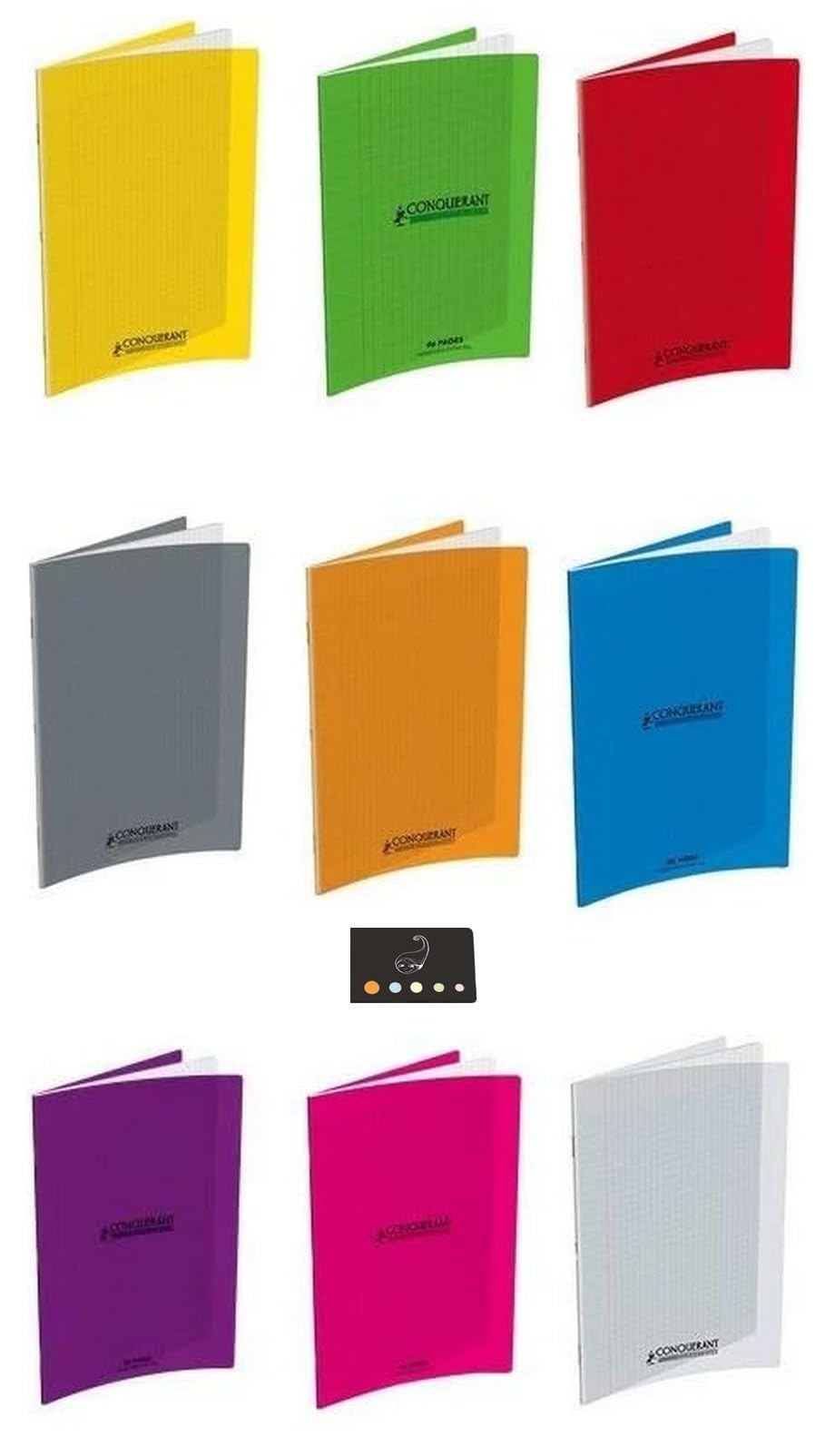 Lot de 9 Hamelin Cahiers 24 x 32-96 Pages - Turning Polypro - Grands Carreaux Seyes Couleurs Absorties + 1 Page Page Page en Bois Blumie
