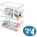 mDesign Plastic Bathroom Storage Organizer Box w/Hinge Lid for Closet Shelves, Cupboards, Holds Medicine, First Aid, Lotion, Cotton Swabs, Masks, and Styling Tools, Ligne Collection, 4 Pack, Clear