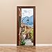 Fymural Door Wallpaper Murals Wall Stickers - Old Town for Home Decoration Self-Adhesive Vinyl Removable Retro Art 3D Door Decals 30.3x78.7