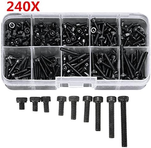 Suleve M3CH3 M3 Carbon Steel Allen bolt 4-25mm Button Head Hex Socket Cap Screw Bolt Metric 240pcs