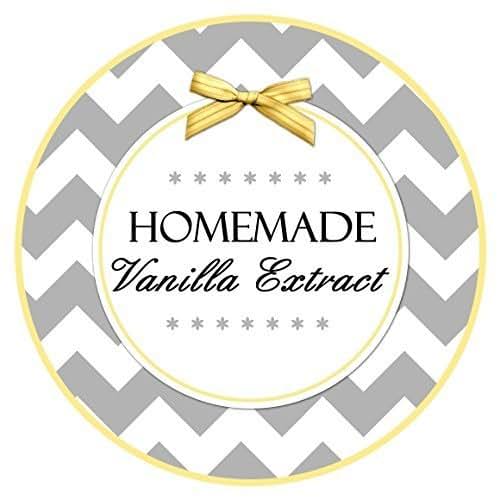 36 Vanilla Extract Labels, Chevron and Yellow Vanilla