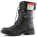 DailyShoes Womens Military Up Buckle Combat Boots Ankle Mid Calf Fold-Down Exclusive Credit Card Pocket