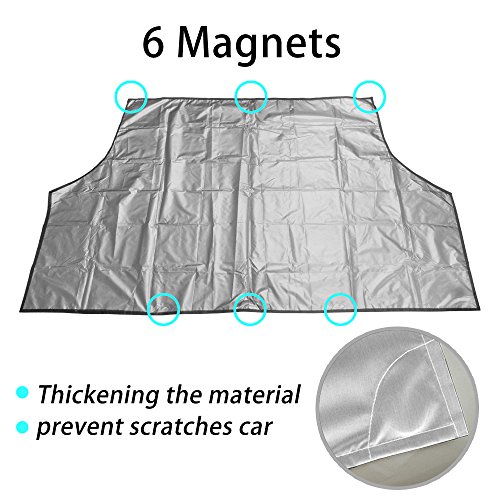 Magnetic Car Windshield Snow Cover, IC ICLOVER Wipers Covers Winter Snow Ice Frost Guard Sun Shade Protector Rain Dust Resistant No More Scraping Door Flaps Windproof Fit Most Car, SUV, Truck, Van