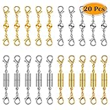 Paxcoo 20Pcs Magnetic Clasps for Jewelry, Magnetic Necklace Extender Clasps and Closures for Bracelet and Jewelry Making Supplies