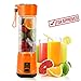 Portable USB Personal Blender with Travel Jar, Smoothie Maker and Juicer, Portable Single Serve for Shakes and Smoothies | High Speed, Powerful, 350ml, BPA-free, 4 Blades - Orange | Upgrade Version