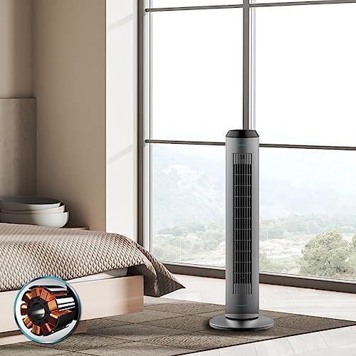 Ventilador Digital de Torre com Controlo Remoto e Temporizador EnergySilence 8190 Skyline Ionic. 60 W, 33'' (84 cm) de altura, oscilante, ionizador, motor de cobre, 3 velocidades, cinzento