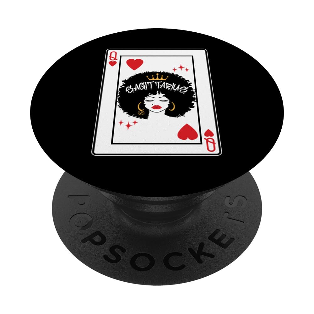 Sagittarius Astrology Queen Hearts Blackjack Cards Poker PopSockets Adhesive PopGrip
