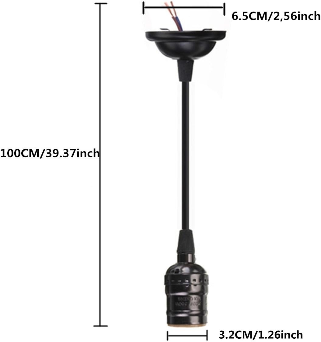 4-Pack Pendant Light Cord, HESSION Industrial Edison Pendant Light Kit, Vintage Style One-Light E26 Lamp Socket, Adjustable Black Light Cord Mini Pendant Light Fixture (Black) - - 