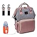 Diaper Bag Backpack, Multifunction Travel Back Pack, Nappy Bag, Waterproof Maternity Baby Bag with Bottle Warmer, Insulated Pockets, Stroller Straps and USB Charging Port, Unisex and Stylish Pink&Gray