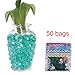 50 Bags Magic Water Gel Crystal Soil Beads Growing Jelly Ball Decoration Vase Filler - Transparent Reuseable Water Beads Gel (Turquoise)