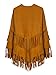 Persun Women Khaki Suedette Lace Up Front Tasseled Poncho Cape Coat, Brown, onesize