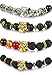 FIBO STEEL 4-10 Pcs Lava Rock Stone Bead Bracelet for Men Women Leopard Head Bracelet Set Adjustable,8MM Stone