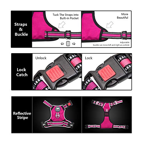 PoyPet Dog Harness No Pull, Reflective Vest Harness with Front & Back 2