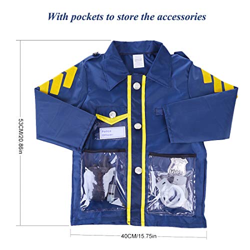 RuiyiF Police Costume for Kids Role Play Costume Set for Toddler Boys Girls with Police Cap, Handcuffs and Accessories, Pretend Play Toys