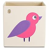 kaikai & ash Toy Storage Bins, Foldable Canvas Cube Box for Kids, 13 inch - Enchanted Purple Bird