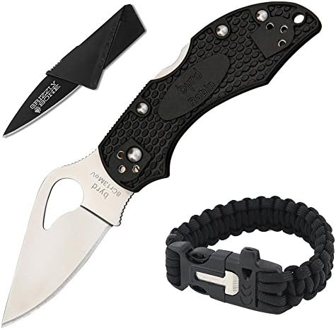 New Combo Pack Spyderco Byrd Robin2 Lightweight Self Defense Weapon & Ultimate Survival Tool for Zombie Apocalypse Survival Kit w/ Free 550 Paracord Bracelet & Credit Card Knife Survival Life