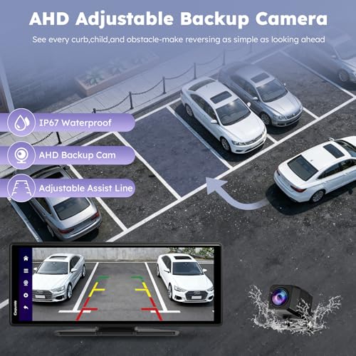 CARPURIDE W903Plus Wireless CarPlay e Android Auto 4+64 GB, schermo touch HD IPS da 9,3" CarPlay per auto, GPS online e offline, Google Play, Mirror Link, Bluetooth, antenna GPS, telecamera posteriore