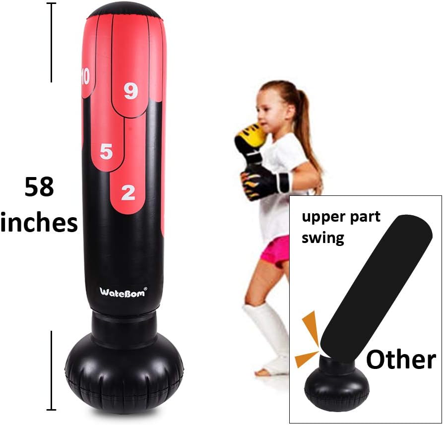 Inflatable Punching Bags, Boxing Bag with Stand, Focal Bags for Kids or Adults, Fitness Punching Bag : Sports & Outdoors