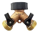 SOMMERLAND A1001 Heavy Duty Brass Y 2 Way Garden Hose Connector 2-Way Splitter 10 Hose Washers