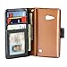 SOJITEK Nokia Lumia 730 735 Premium Two Tone Series Black Color Leather Wallet Case with Stand/ Removable Strap, Card & Money Pockets, ID Window Slots Pouches/ Smart Magnetic Reversible Flap