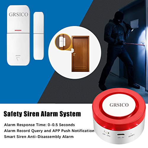 GRSICO WiFi Burglar Alarm System Kit for Smart Home Apartment Security, with Alexa and APP Push Notifications No Monthly Fee (5PCS)
