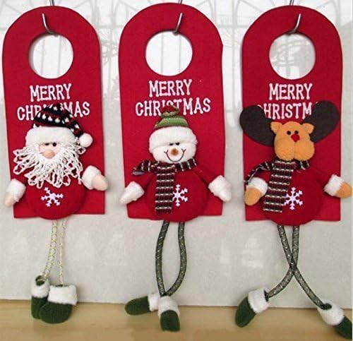 UChic 3Pcs Christmas Tree Decor Ornaments Xmas Home Door Decoration Santa Claus Snowman Reindeer For Wall and Door Ornament