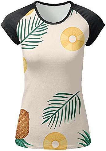 Lotsll Womens T-shirts Pineapple Casual Shirt Full Front Printed O-neck Tees Tops