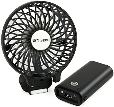 Tiveco Portable Handheld USB Rechargeable Fan With 3000mAh Power Bank - V2 Black