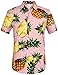 SSLR Hawaiian Shirt for Men, Pineapple Shirt Casual Button Down Cotton Short Sleeve (Large, Pink)