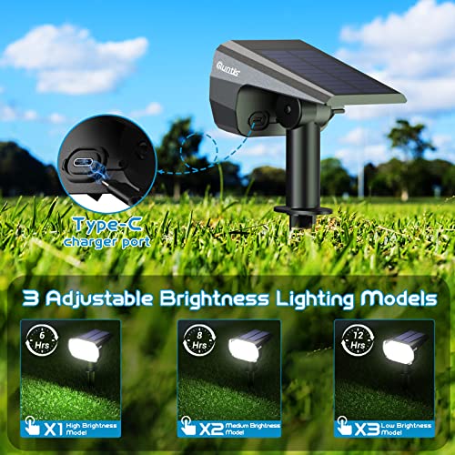Quntis Solar Spot Lights Outdoor Garden, IP65 Waterproof Solar Landscape Spotlights 2-in-1 Adjustable Solar Garden Wall Lights Cool White for Yard Pathway Pool Porch Walkway Lawn Decoration-4 Pack