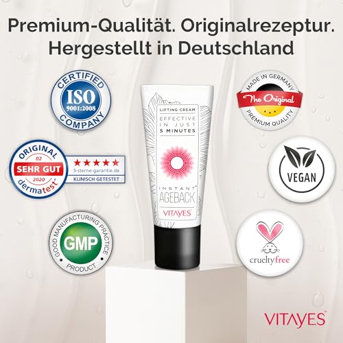 Vitayes, Instant Ageback, Lifting Cream (15ml) - Smooth Skin in Just 5 Minutes An innovative solution from Germany against wrinkles, saggy skin and tear bags.