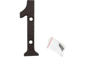 roslyong 3 Inch House Number, Vintage Address Numbers for Outside, Cast Iron Solid Metal Number 1 (Matching Screws Included)