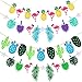 Hawaiian Luau Party Supplies, 4 Strings Tropical Party Garland Banners - Yosemy Hibiscus Flowers Flamingo Summer Pool / Birthday Party Decorations Supplies