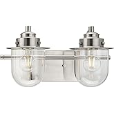 Progress Lighting Northlake Collection Two-Light Brushed Nickel Clear Glass Transitional Bath Light