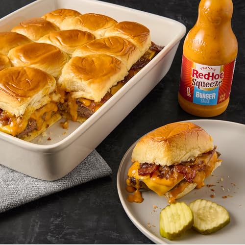 FRANK’S REDHOT BURGER SAUCE, SQUEEZE BOTTLE, CREAMY, TANGY BLEND OF DILL PICKLE JUICE, MAYO, AND FRANK’S REDHOT HEAT FOR BURGERS & MORE, 12 FL OZ