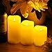 3 pcs Set Ivory Wax Flickering Flameless Color-Changing Candles Glowing LED Pillar w/ Remote Control, Valentine Party Decoration Centerpieces Weddings 6, 5, 4 inch