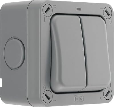 BG Electrical Outdoor Double Switch Nexus Storm 20A IP66 WP42 Grey